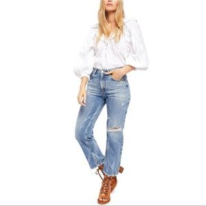 Free People Light Blue Distressed High-Rise Jeans